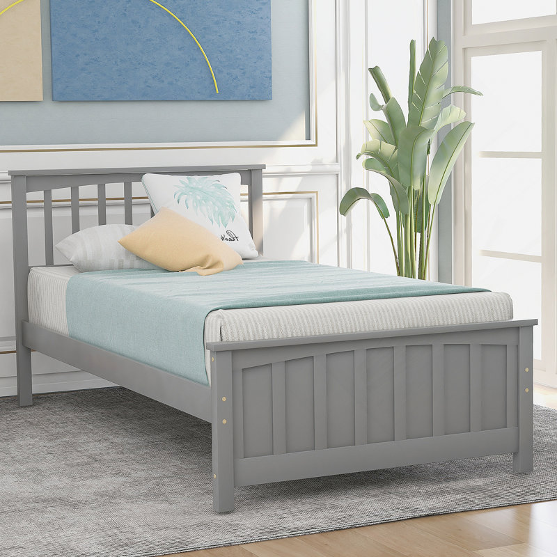 Lit plateforme Wood, Gris