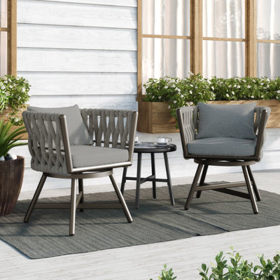 Arlend Swivel Patio Dining Armchair with Cushion