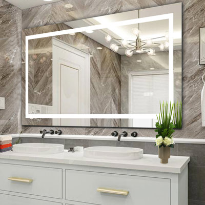 60" X 32" Led Mirror With Fog, Touch Sensor, Color Temperature Change And Brightness Regulation For Dressing Room Fog Bathroom Adjustable Colors Dimmable Vanity