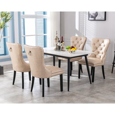 Modern Upholstered Faux Leather Dining Chairs Set Of 4 Mid Century Dining Room Chairs Tufted Ring Back Kitchen Dining Chairs Comfortable Side Chairs W -  DAYA LANE, WF-BZH-TNX1029DC-WBK-UBG-4