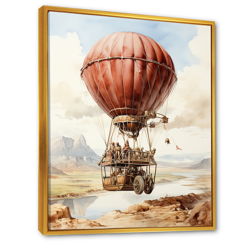 Ballon à air chaud dessert, Cadre flottant doré, H 32 po x l 24 po x P 1 po