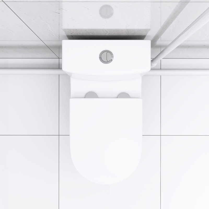 600W Macerating Toilet For Basement Area: Dual Flush, 17.25" Comfort, Soft-Close Seat, 3 Water Inlets, White Style Modern Basement: Comfort White, Lid