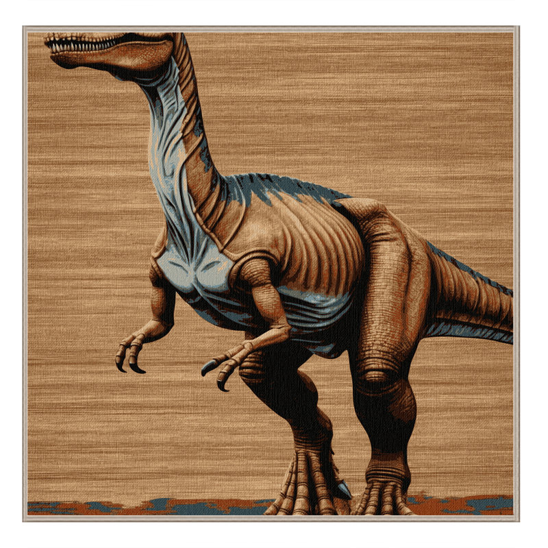 Tapis brun dinosaures lavable à la machine, Carré 6 pi
