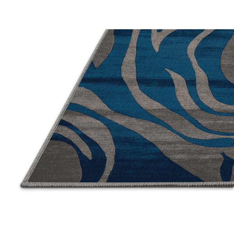 Tapis abstrait gris lavable à la machine, Rectangulaire 7 pi x 10 pi