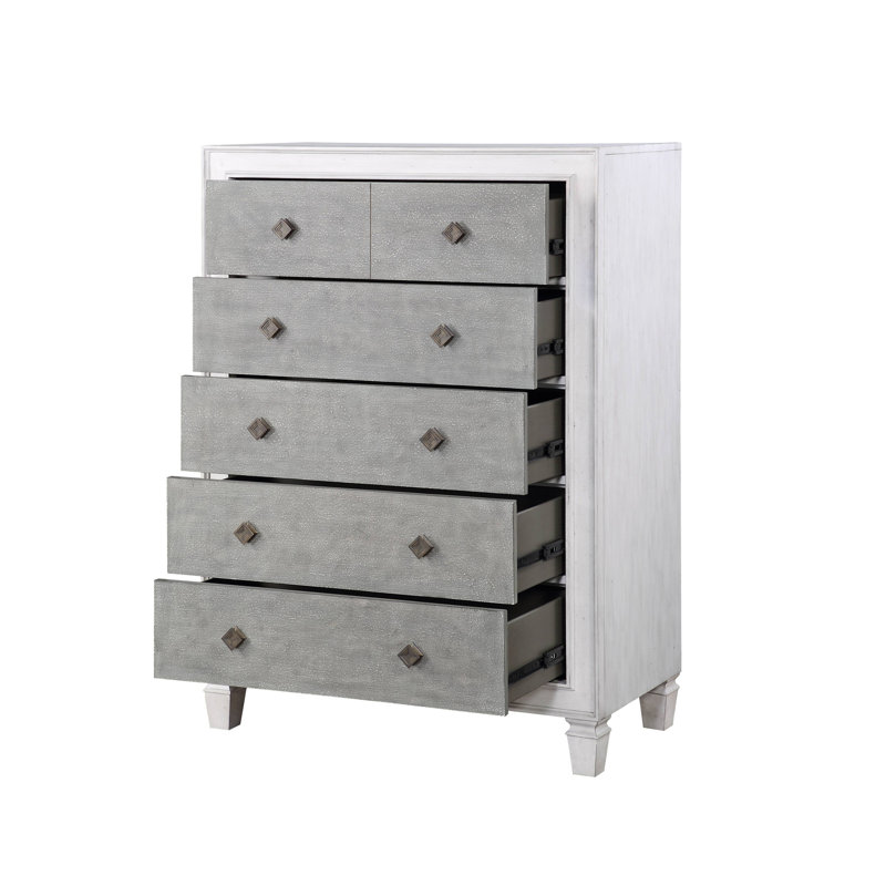 Commode Katia gris rustique et blanc vieilli
