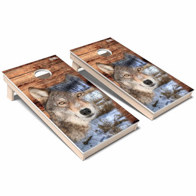 Wild Animal Wolf All-Weather Composite Cornhole Board Set