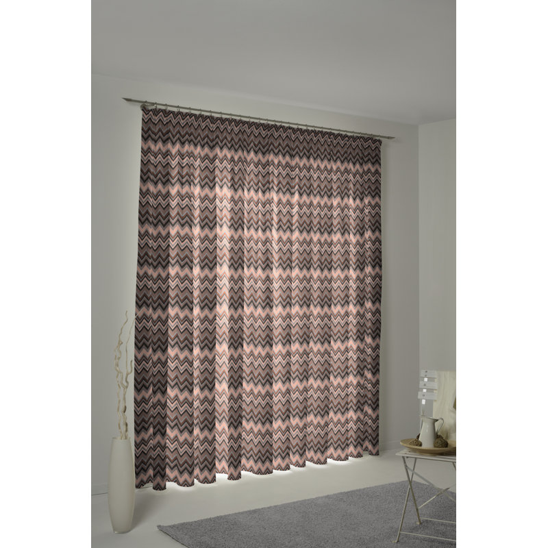 Kurtus Room Darkening Curtain Single Panel, 132 W x 225 D cm, Brown/Black/Grey