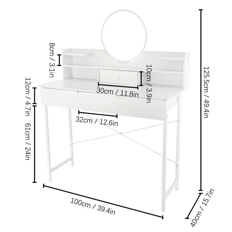 Nyziah 39.4" W Vanity With Mirror