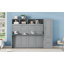 Lit escamotable double avec placard et tiroirs - Économie d'espace, gris, sans sommier