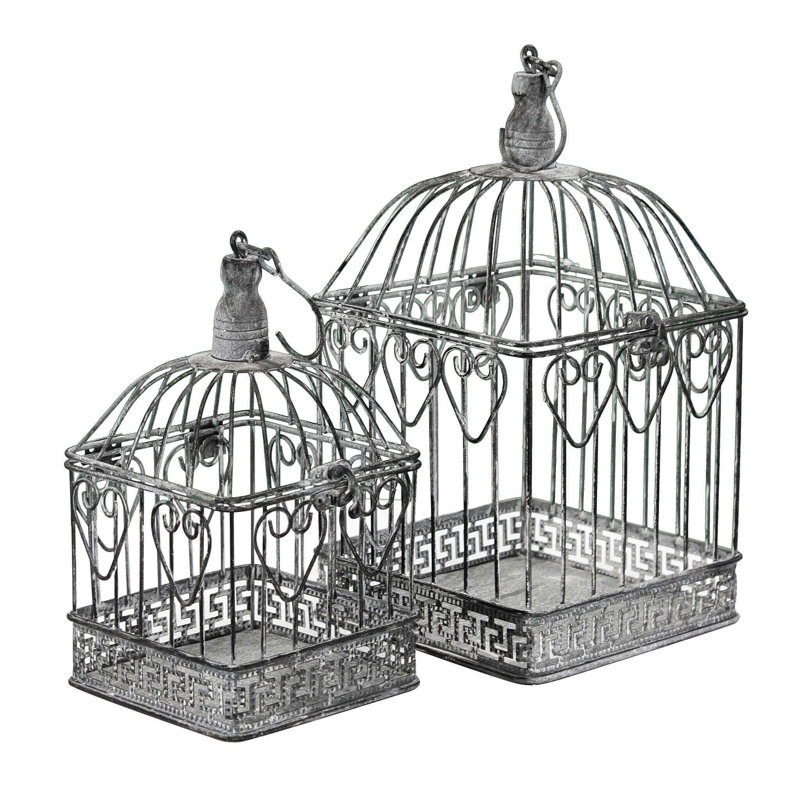 Dennett 42cm Steel Dome Top Hanging Bird Cage, Grey