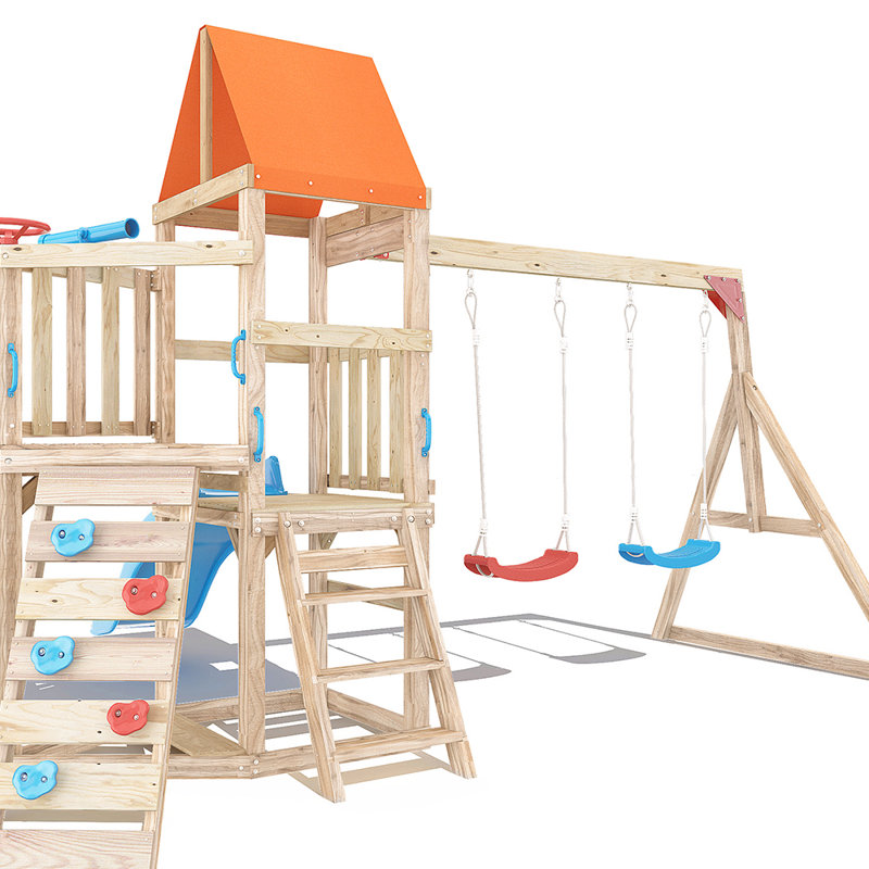 Leisure Zone Pine Swing Set with 2 Swing(s) , 1 Slide(s)