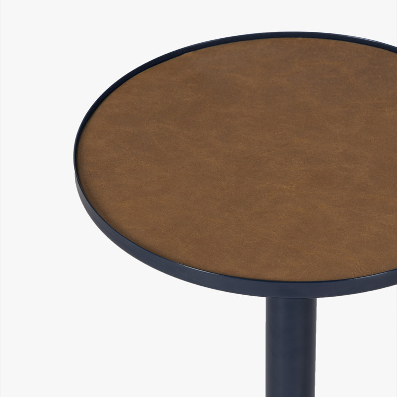 Table d'appoint en cuir Oxford Oxford Calder, Bleu Oxford, H 20 po x l 10 po x P 10 po