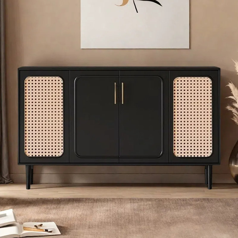 Buffet rétro en bois massif 62,99 po avec rangement spacieux et design élégant