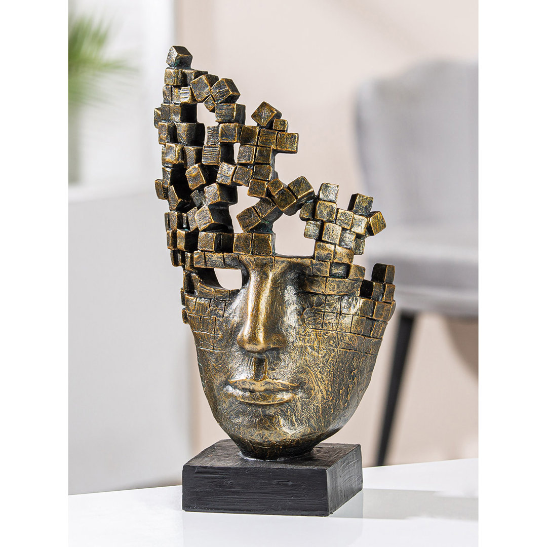 Skulptur Male Mask bronzefarben H. 30 cm