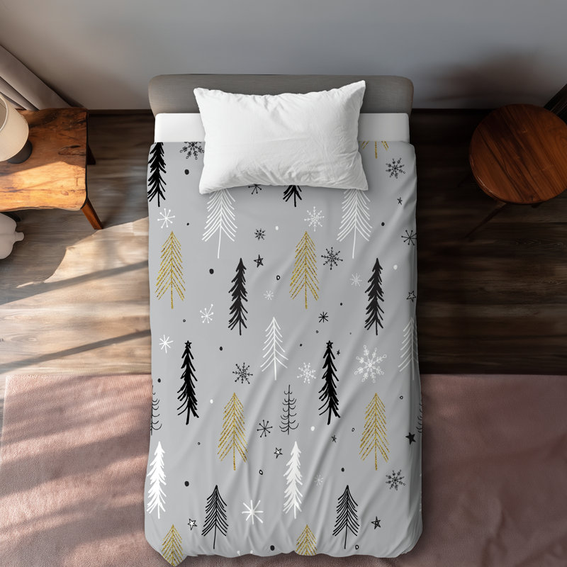Christmas Tree Pattern Duvet Cover | Holiday Bedroom Decor