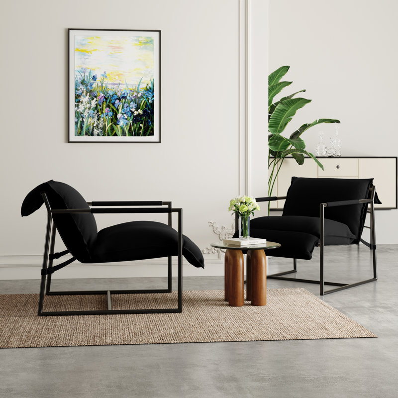 Finnigan 78.2Cm Wide Armchair, Black Polyester Blend/Fabric