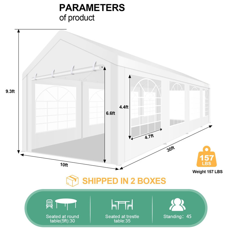 10x30ft Party Tent Heavy Duty, Wedding Tent, Event Tent for Parties