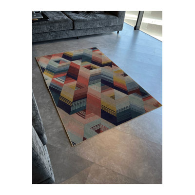 Tapis décoratif multicolore à motifs géométriques multicolores lavables à la machine