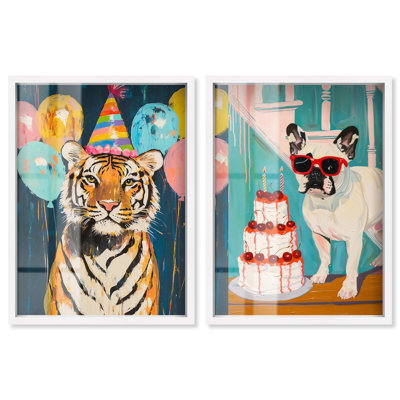 Party Animals Set Maximalist Shadowbox Print by Art Remedy