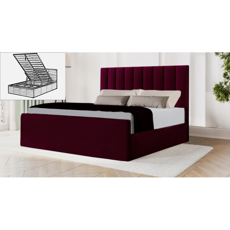 Hampton Upholstered Ottoman Storage Bed, Single (3'), Burgundy