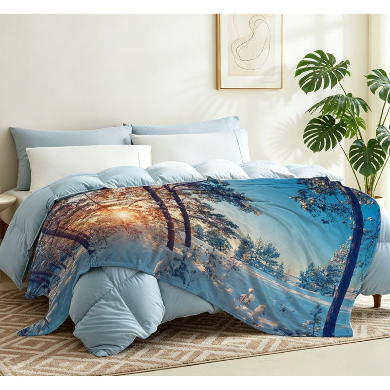 Jeté en flanelle bleue molletonnée ultra douce, motif pin simple face, Throw 50" x 60"