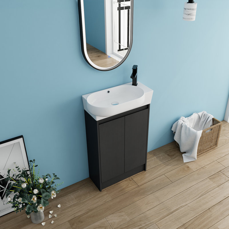  Derwent 23 Inch Vanity, 23 bathroom vanity with top, 23 inch bathroom vanity, 23" Single Bathroom Vanity Set, 23'' Single Sink Vanity with 2 Doors and Ceramic Basin Sink