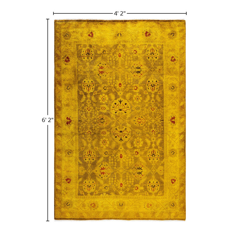 Overdyed One-of-a-Kind 4' 2" x 6' 2" Hand Knotted Area Rug