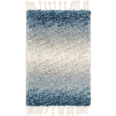 Tapis bleu à rayures Mitzy