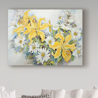 'Yellow Lilies' Acrylic Painting Print on Wrapped Canvas