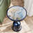 Cheryll Metal Side Table With Ocean Marble-Pattern Top And Hammered Base