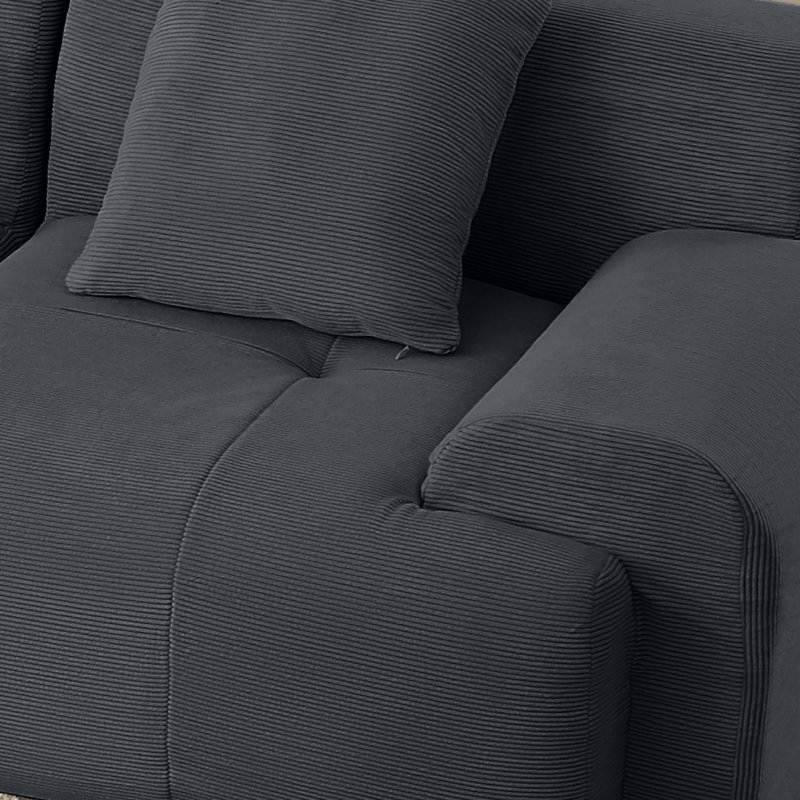 Canapé modulaire de 113 po rempli de mousse, Gris