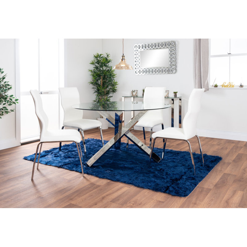 Edzard Dining Set with 6 Chairs, White