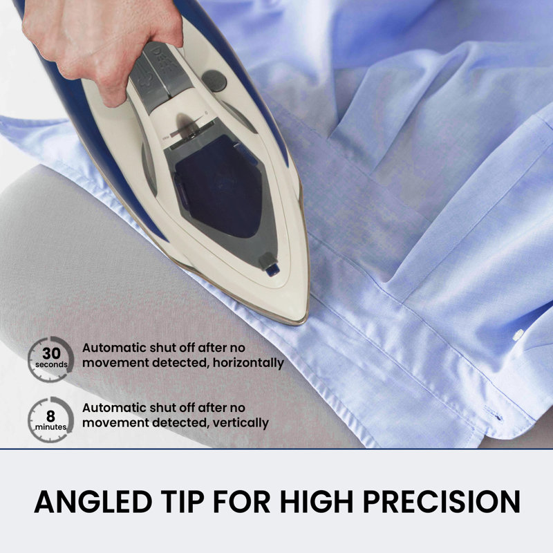 Kenmore White and Blue Digital Steam Iron with Stainless Steel Soleplate