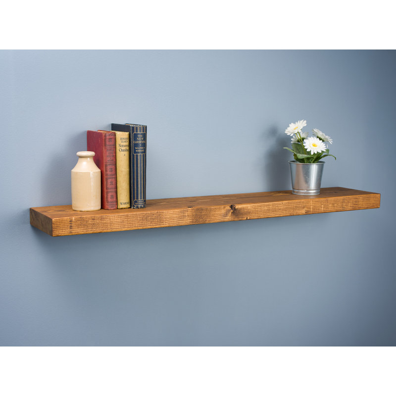 Petra Pine Solid Wood Floating Shelf, Dark Brown, 4.5cm H x 40cm W x 20cm  D