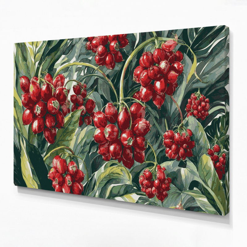 Art mural sur toile vert "Fruit guarana", H 24 po x l 36 po