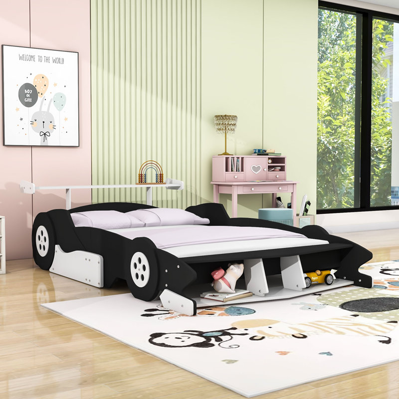 Lit plateforme avec tablettes Race, Rouge, Complète