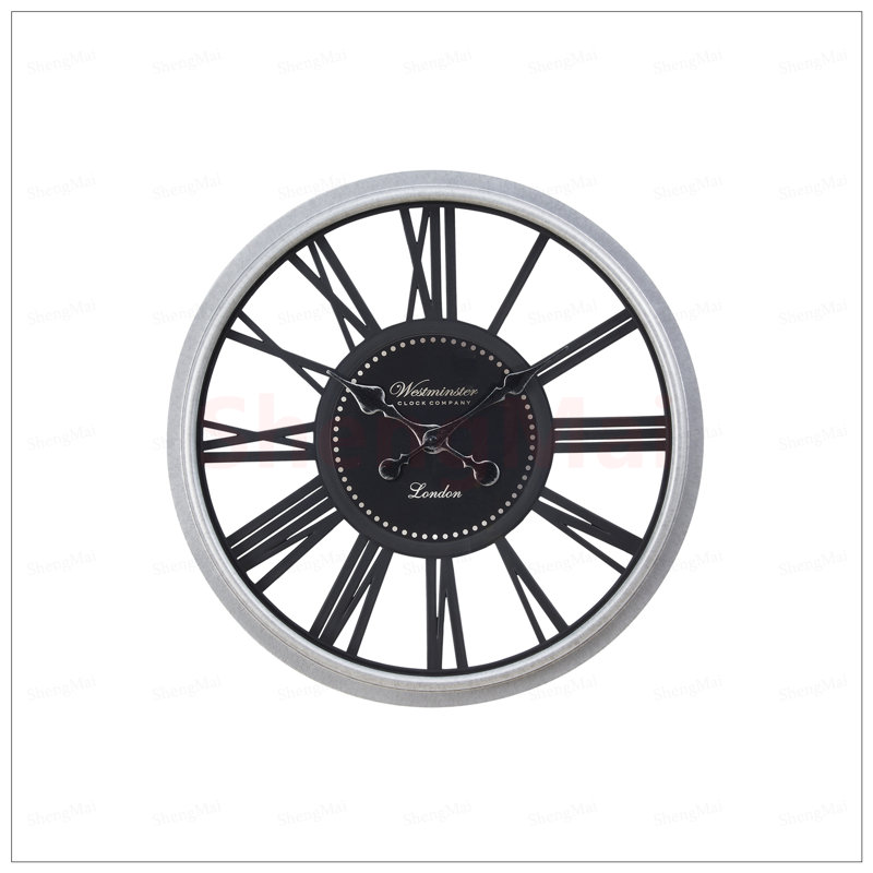 Horloge murale ronde de 20 pouces avec mouvement à quartz silencieux et chiffres romains faciles à lire