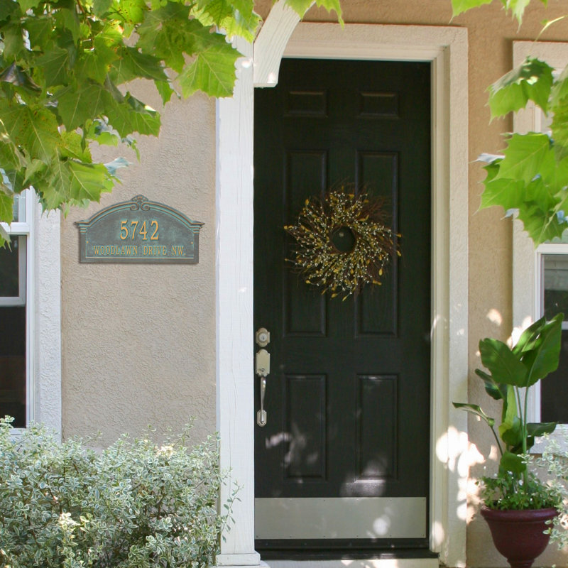 Plaque d'adresse murale sur 2 lignes Roselyn, Bronze, vert-de-gris, Oui