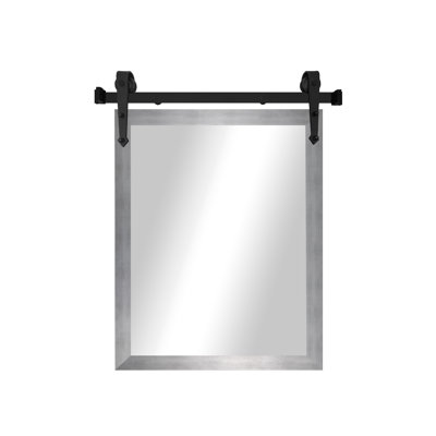 Modern Rustic Mirror with Steel Barn Door Track