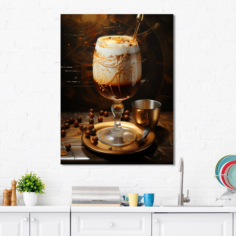 Brandy Alexander Creamy Caramel Cocktail I - Art mural cocktails, H 44 po x l 34 po x P 1,5 po