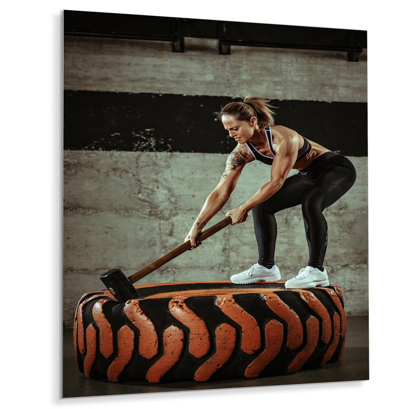 Haltérophile Gym femme - Art mural en métal haltérophile, H 20 po x l 12 po x P 1 po