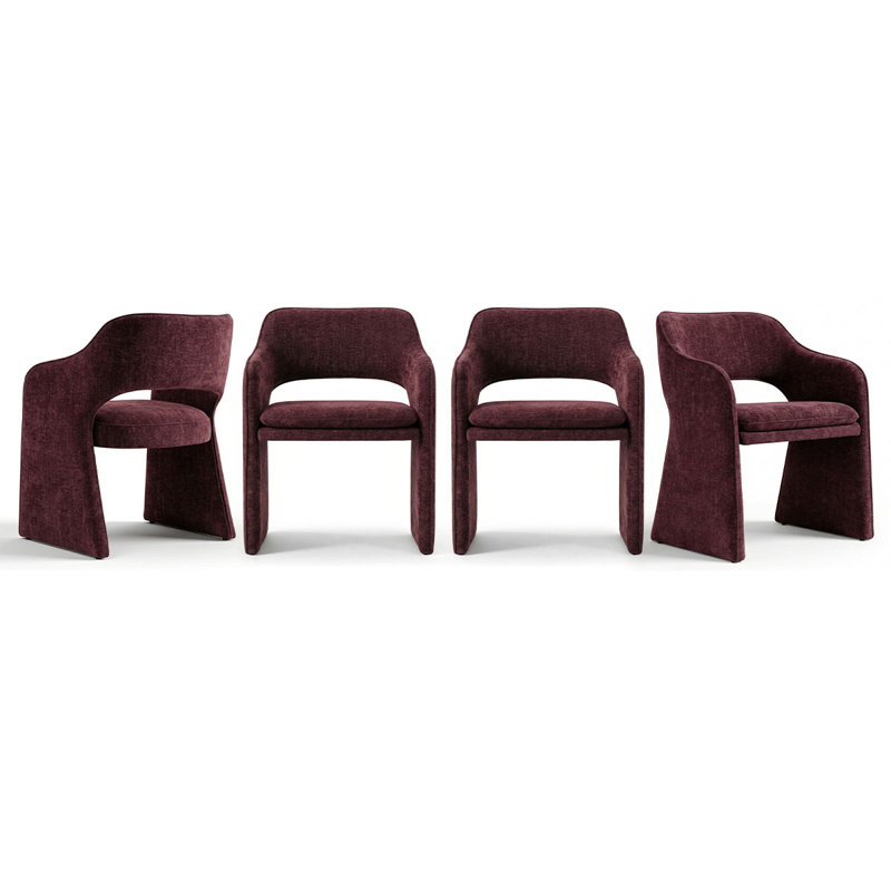19" Seat Height Upholstered Fabric Dining Armchair, Wine