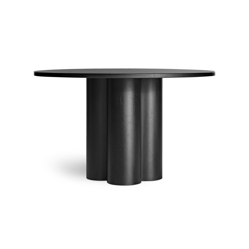 4 Quarter Round Solid Wood Dining Table, Black Ash, 48" W x 48" L