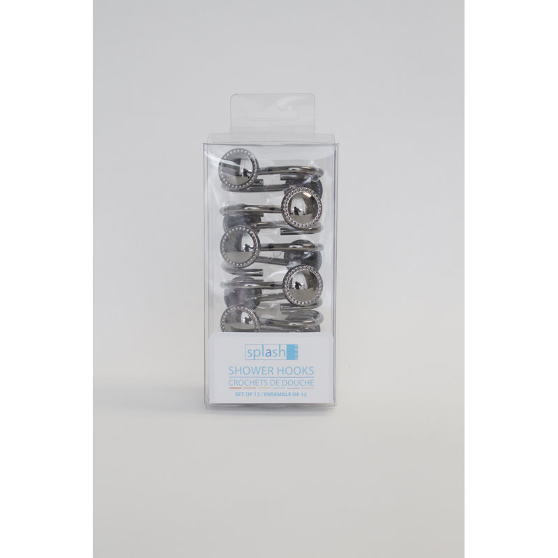 Nickel Button Design Rust-Resistant Shower Curtain Hooks Set