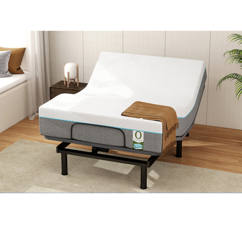  Structure de lit double réglable avec matelas en mousse à mémoire de forme, Double