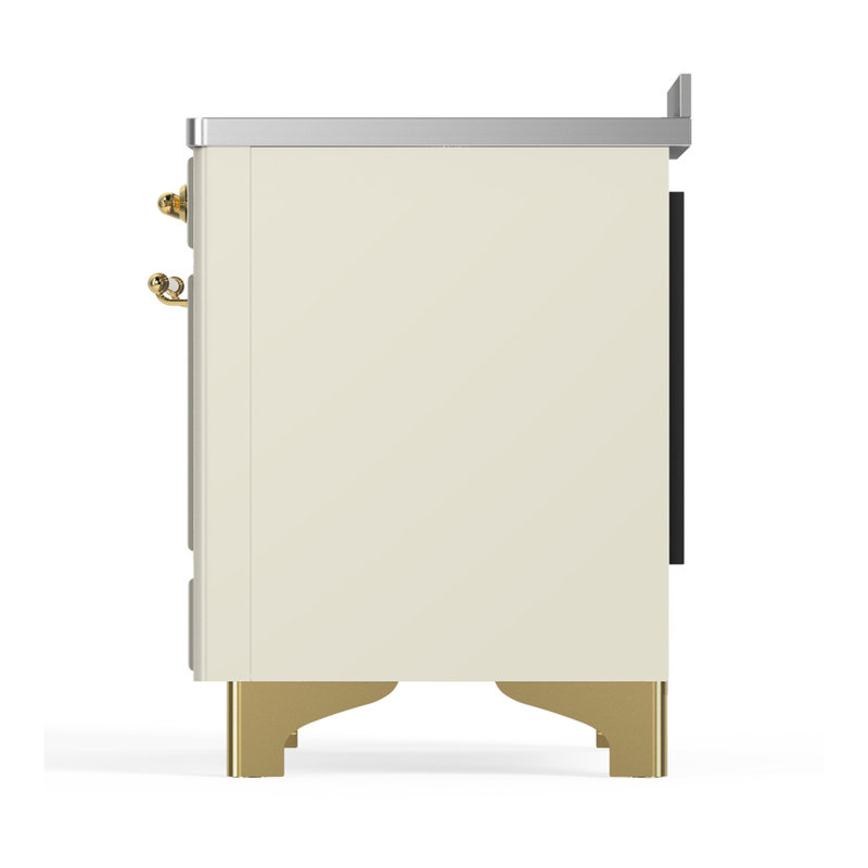 Majestic III Series 48 Inch Induction Range with 6 Induction Elements in Matte Graphite (Brass Trim), Brass, Antique White