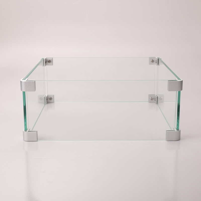 Transparent Square Fire Table Glass Protection Fortification, 14.4"X5.5", 2.5Lb Fireplace Barrier, 14.64In X 5.43In,