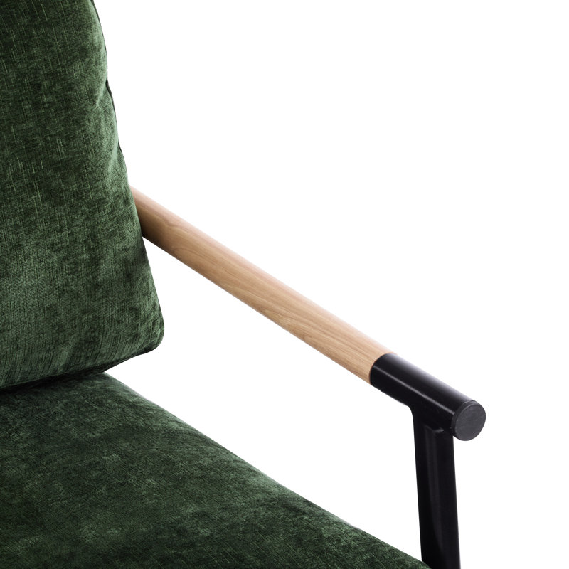 Fauteuil avec coussins moelleux, structure en métal stable et bois naturel pour une utilisation à domicile de 26,85 po, salon, chambre à coucher, bureau