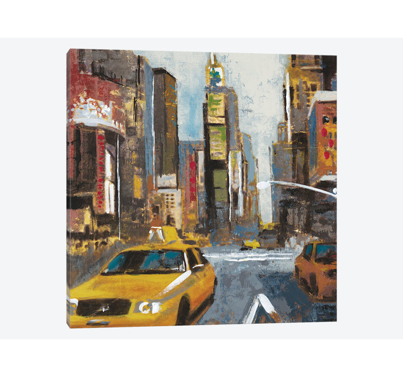 « brillante lights, big city ii », reproduction sur toile, H 18 po x l 18 po x P 1,5 po, Toile tendue, Blanc