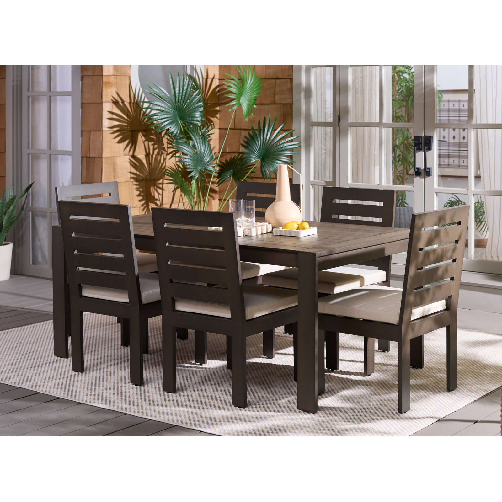 Dwyer Aluminum Dining Table, Brown
